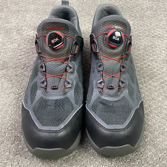 Red Wing Men's Work Shoes 6343 Safety Toe Boa Laces Gray Red Size 9 Boots Shoes - Picture 2 of 13